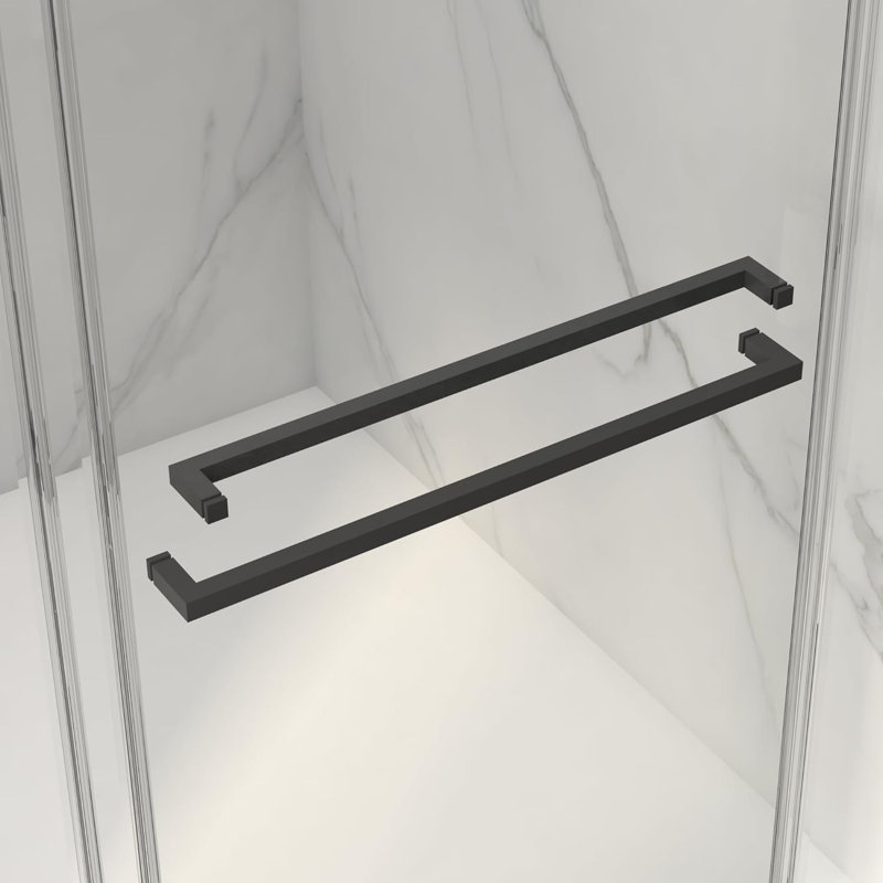 56-60"w X 70"h Frameless Double Sliding Shower Door,5/16" (8mm) Thick Sgcc Tempered Clear Glass,double Side Easy Clean Coat, Buffer