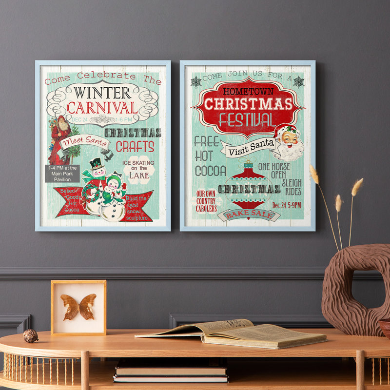 Bright Christmas Carnival - reproduction encadrée de qualité supérieure - prête à être accrochée - aucun clou requis - aucun clou requis