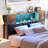 Kalder Bed Frame with LED Light and Charging Station, Metal Frame with Storage Headboard, Large Storage Space, No Spring Box Needed-1849033317-1849033319
