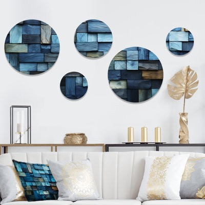 Boho Earth Element Stones Mosaic III - ensemble d'art mural rond en mosaïque Boho