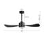 Ventilateur de plafond à DEL avec 3 pales en nickel et granules Boun 42 "avec télécommande et tige verticale Boun-2018934244-2018934245