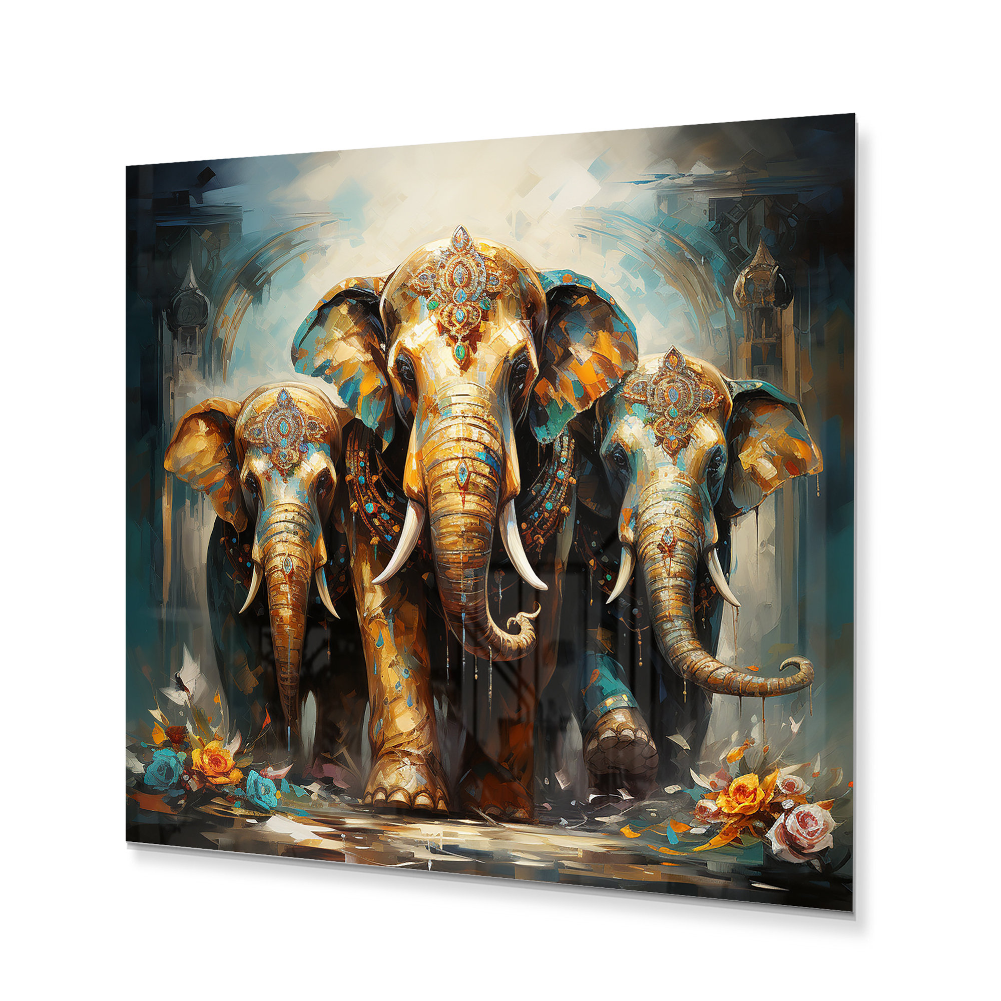 Bungalow Rose Asian Art Thai Elephants X Asian Metal Wall Art Wayfair