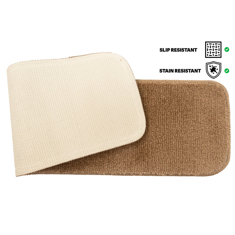 Comfy Collection Machine Washable Slip Resistant Indoor Stair Treads, Beige, 13, Rectangle 8" x 2'6"