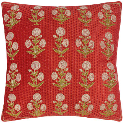 Embroidered Velvet Embroidered Velvet Reversible Throw Pillow