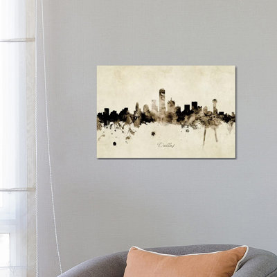 «Dallas Texas Skyline» par Michael Tompsett - peinture sur toile tendue