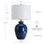 24,5 po Lampe de table en céramique bleue à 3 voies avec abat-jour tambour-1122774101