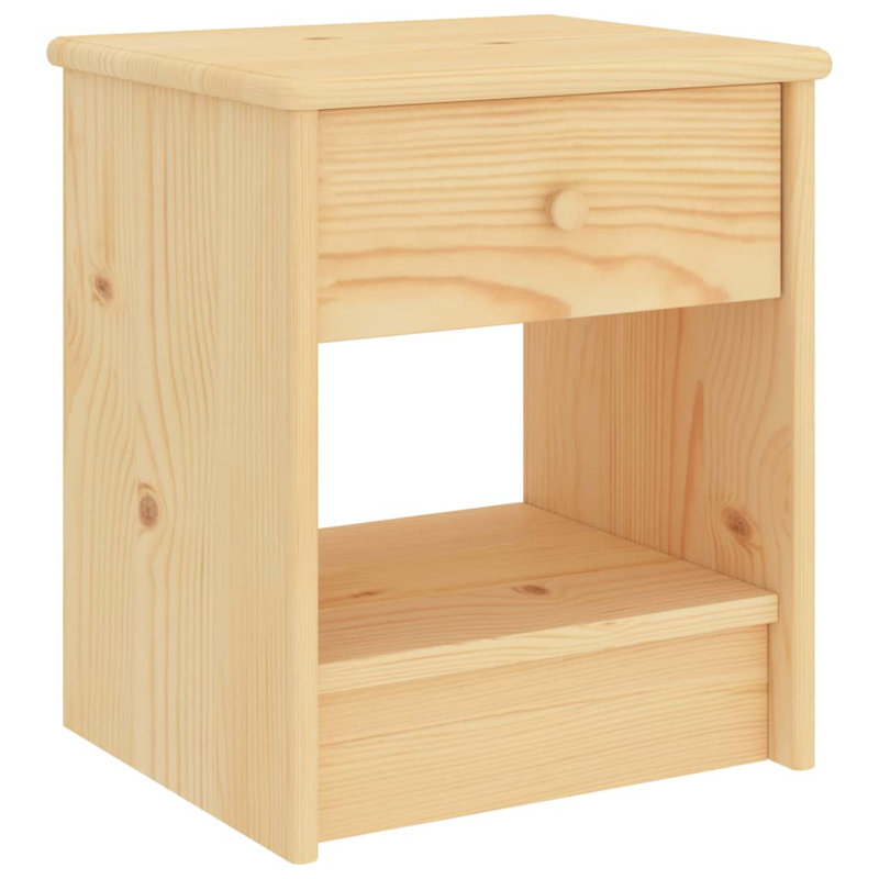 Ahern Solid Wood Block End Table, Beige