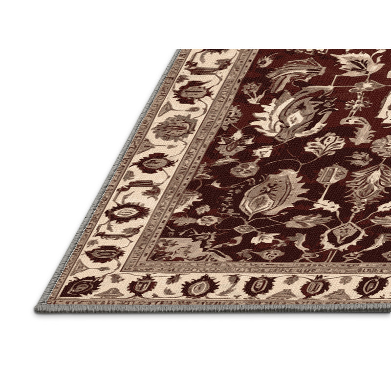 Machine Washable Persian Gray Area Rug, Rectangle 4' x 6'