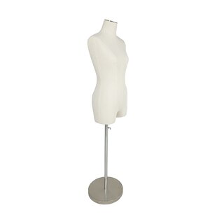  EDU1540221  Eddie's Female Dress Form - Cream Torso - Adjustable  H Wooden Base - Dressmaker Mannequin