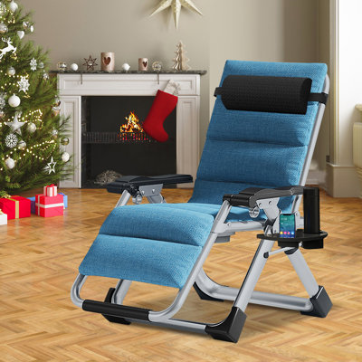 Oversized Padded Zero Gravity Chair Camping Recliner Lawn Recliner by Arlmont & Co.