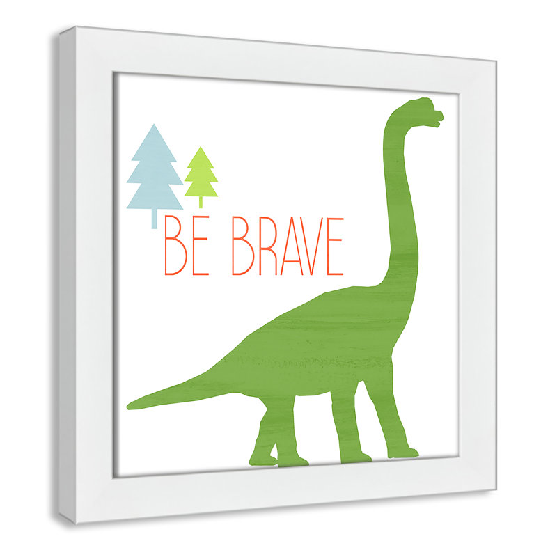 Dino Brave 1 ', art encadré, H 12 po x l 12 po x P 0,6 po, Encadré plat blanc