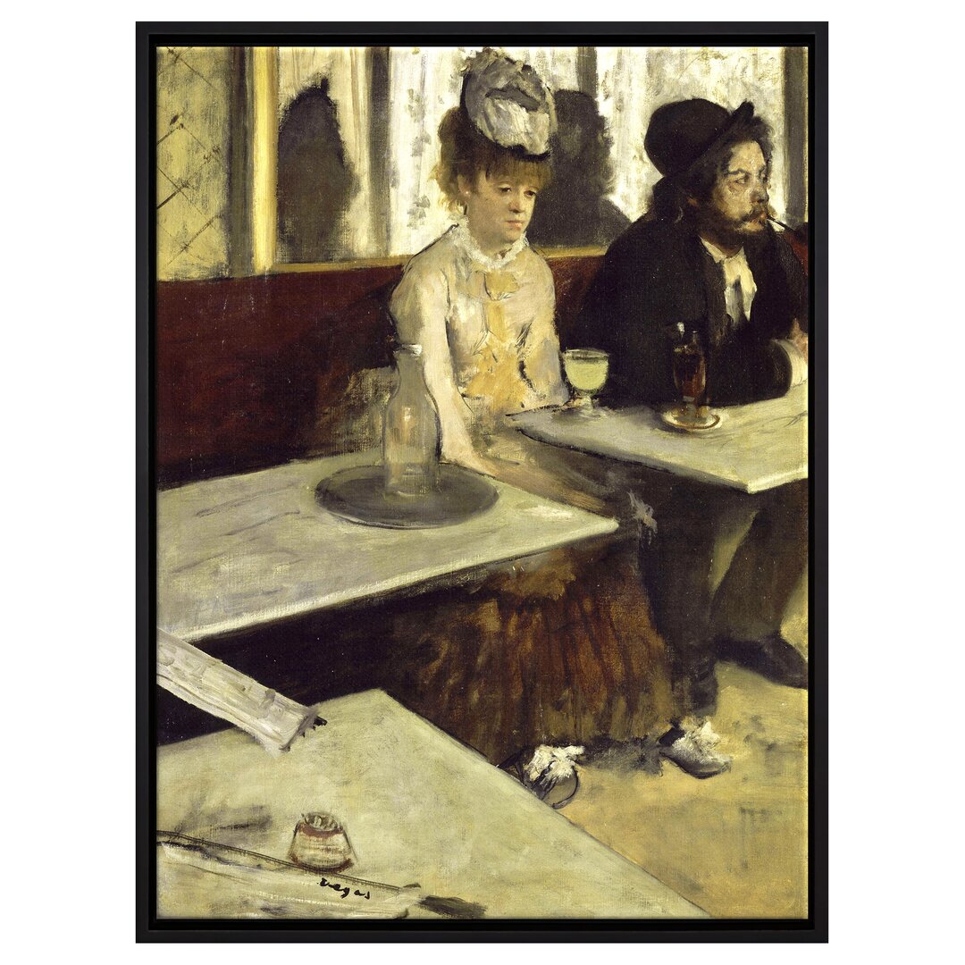 Gerahmtes Leinwandbild In a Café von Edgar Degas