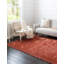 Tapis à poil long de couleur unie en polyester tissé à la machine en rose rétro-302705091