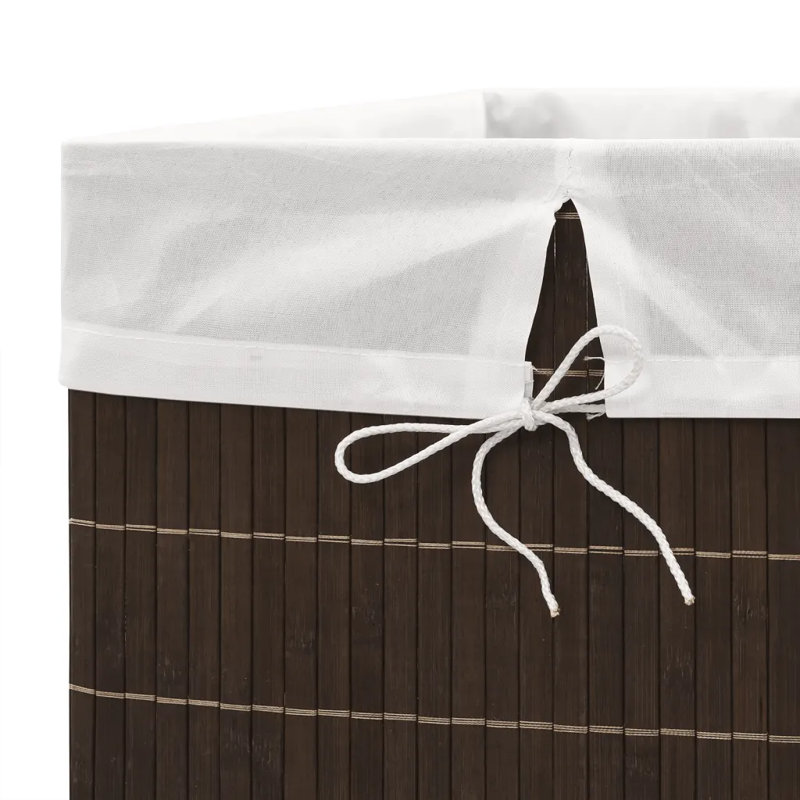 Bay Isle Home Bamboo Laundry Bin, Round, 35cm H x 60cm W x 35cm D, Dark Brown