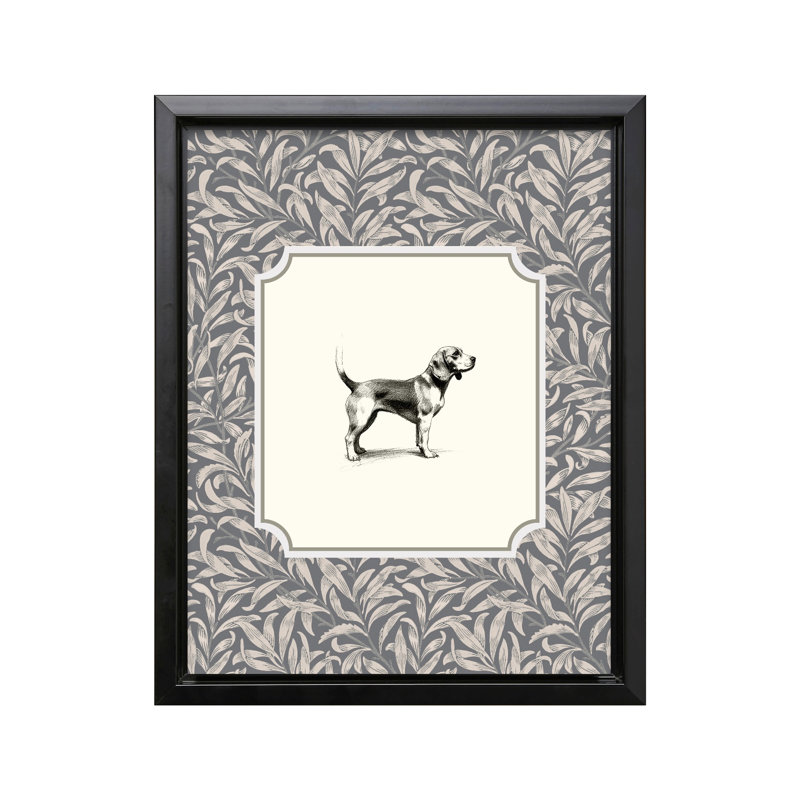 Beagle, Black Framed, Canvas, 16"H x 20"W
