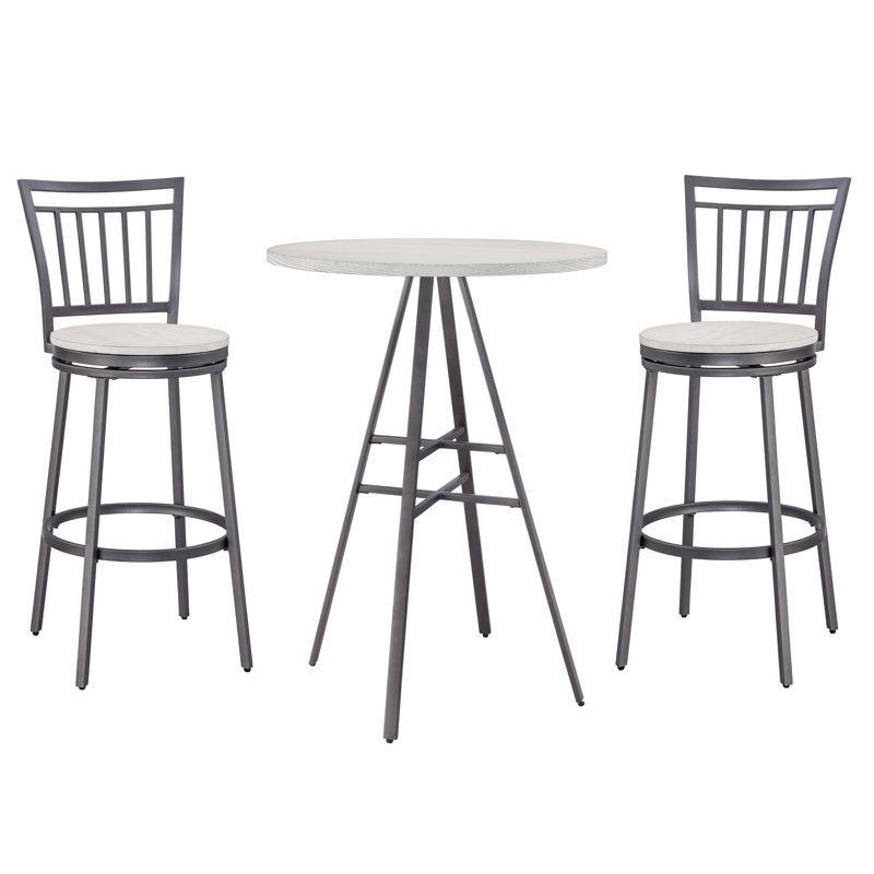 Kanagy 2 - Person Four Leg Dining Set, Whitewash/Gray/Whitewash