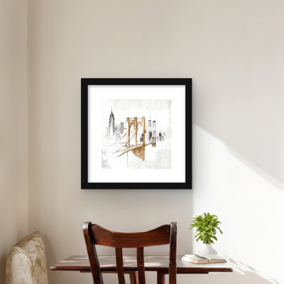 Croquis flou du pont de Brooklyn - reproduction encadrée pour la décoration intérieure