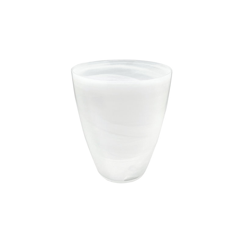Round White Alabaster Glass Table Vase