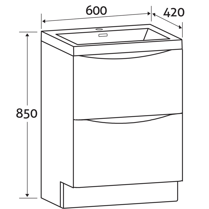 Stanhope 600mm Single Bathroom Vanity with Integrated Polyglomerate Basin, Light Brown