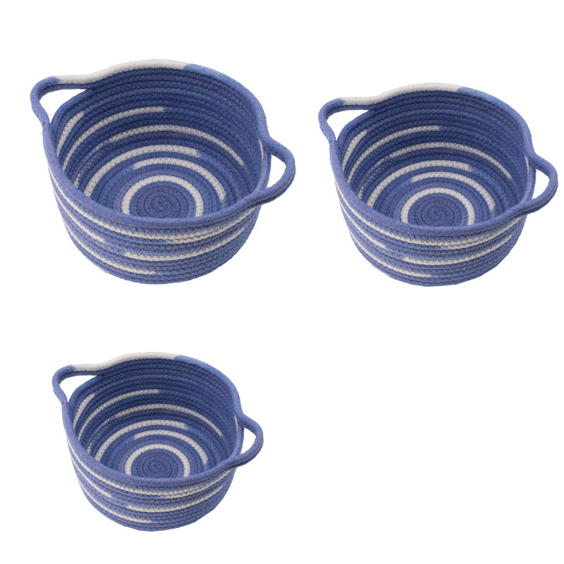 S/3 Longshore Tides Fabric Decorative Basket L:9.5x9.5x5.0" M:8.5x8.5x4.5"  S:8.0x8.0x3.5"