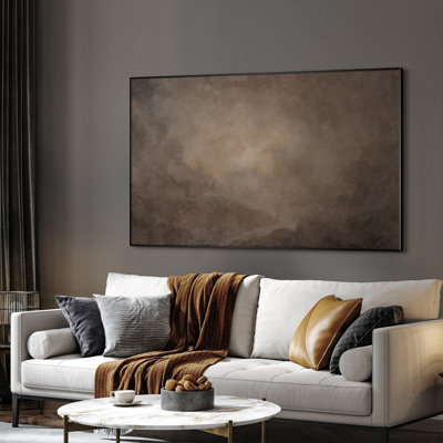 Extra Large Wall Art Fabric Print - Brown Cloud Neutral Abstract Artwork Decor for Living Room or Bedroom - "Frame Assembly Required (Unfinished Frame)"