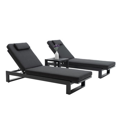 Marvelene Outdoor Aluminum Chaise Lounge Set with Table by Hokku Designs