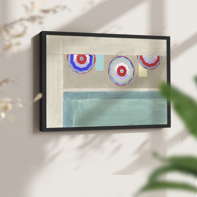 Au bord de la piscine II - Impression encadrée - Restickable, H 11 po x l 14 po, Noir, noir, noir, noir