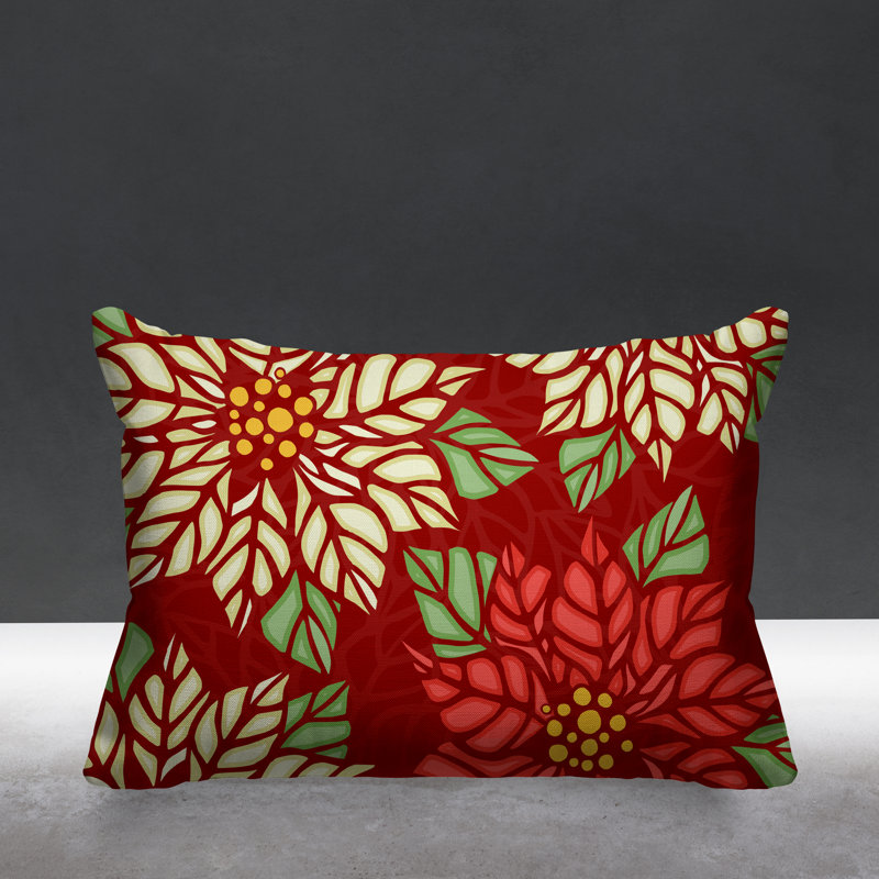 Coussin décoratif intérieur / extérieur Christmas Poinsettia, Rouge
