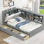 Lit plateforme simple avec rangement tête de lit gris, tablettes, 2 tiroirs fonctionnels, tête de lit en bois confortable, tiroirs, confortable
