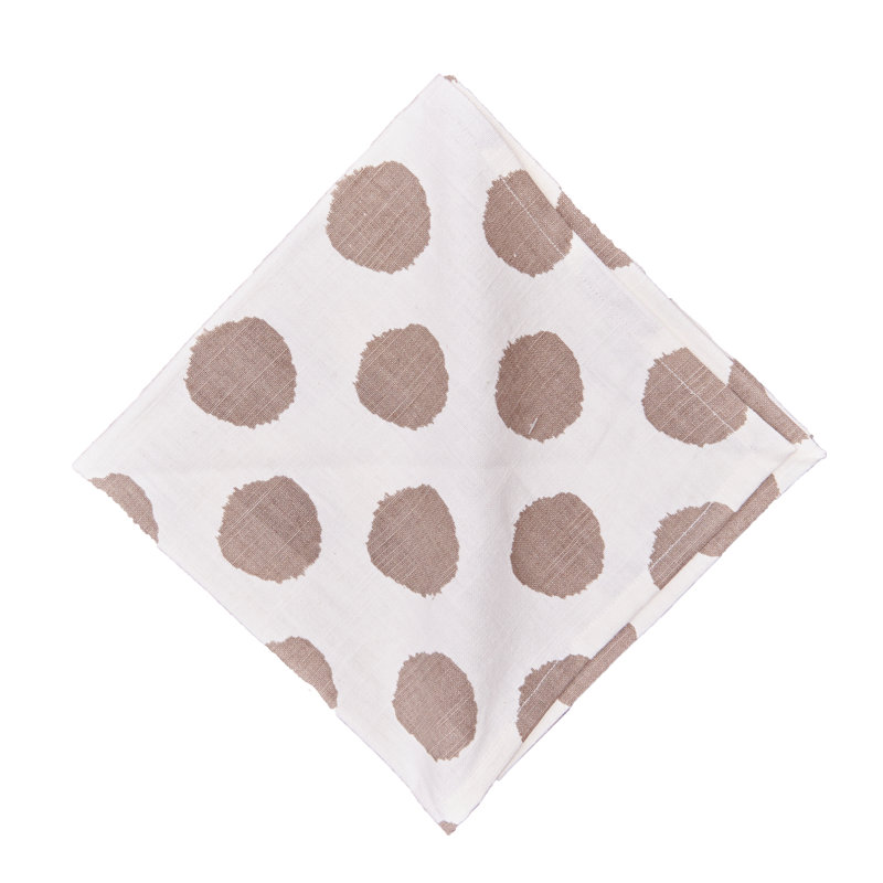 100% Cotton Polka Dots Square Napkin, Brown