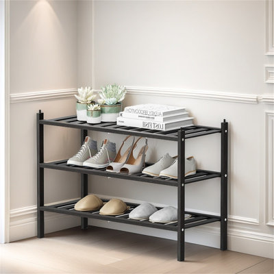 Range-chaussures, une étagère de rangement empilable en bambou à double couche pour les entrées, les couloirs et les armoires