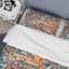 Patchwork jaune et bleu - ensemble de housse de couette abstrait - microfibre de polyester-1813005760