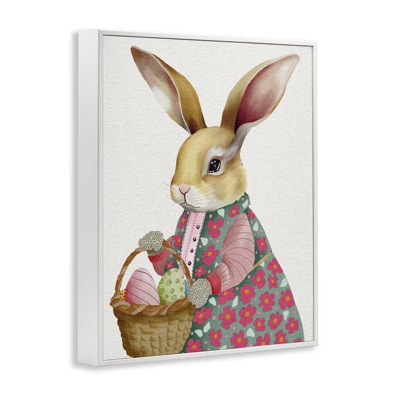 Lapin de Pâques avec panier à œufs, estampe numérique, design par Regina Moore, H 30 po x l 24 po
