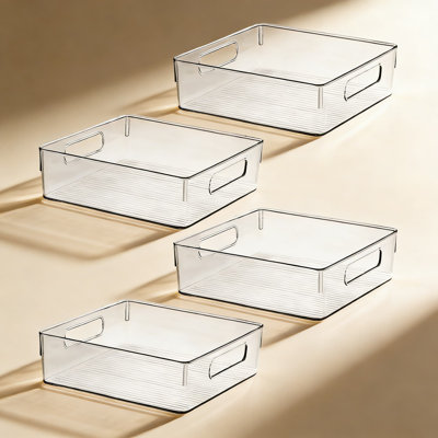Clear Plastic Storage Bins And Organizers, Heavy-Duty BPA-Free Stackable Containers For Kitchen Pantry Fridge Bathroom Cabinet And Home Organization