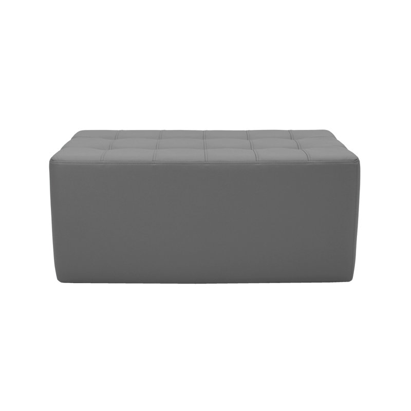 Faux Leather Ottoman, Gray Faux Leather