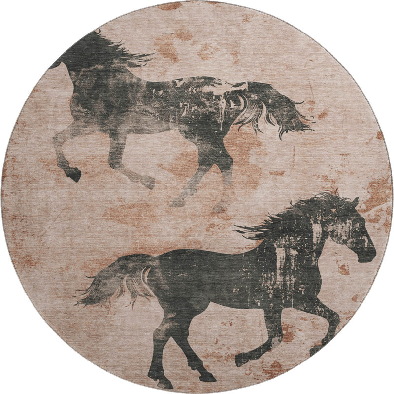 Premium Machine Washable Varroville AMF1717 Animal Rug, Round 8'