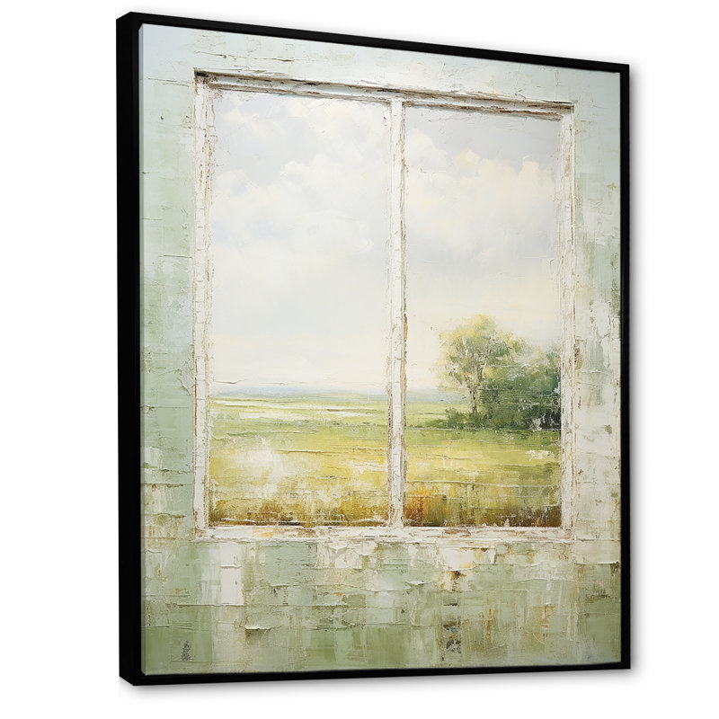«Countryside Calm Farm Windows II - Farmhouse Windows», art mural, Cadre flottant noir, H 20 po x l 12 po x P 1 po