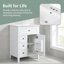 Meuble-lavabo de 24 po avec lavabo en céramique | Design moderne glam avec boutons dorés, rangement à 3 tiroirs à gauche et armoire à droite avec tablettes réglables, compact pour les petites salles de bain-131246838