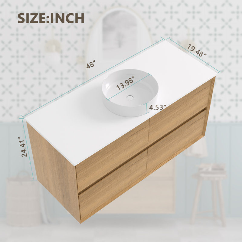 Meuble-lavabo flottant moderne simple 48 po Newark