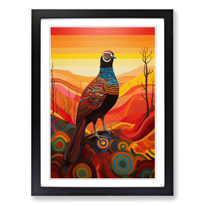 Partridge Colour Field - Single Picture Frame Print on Wood, Black Framed, 34cm H x 25cm W x 2" D