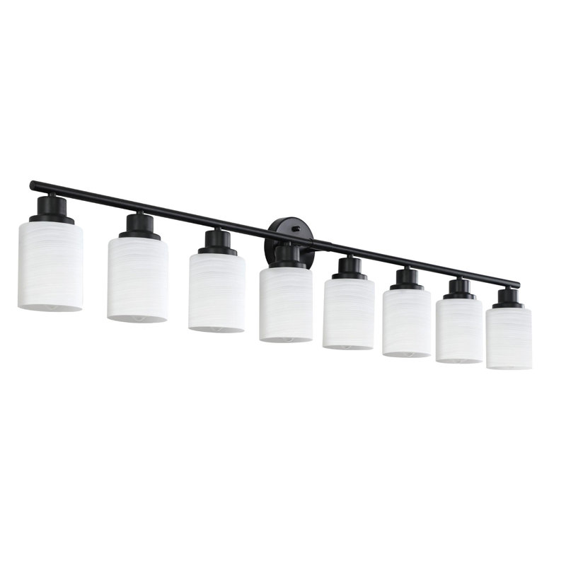 Miroir de salle de bain élégant et exquis à économie d'énergie (ampoule non incluse), H 10 po x l 52 po x P 6 po, 8 lumières