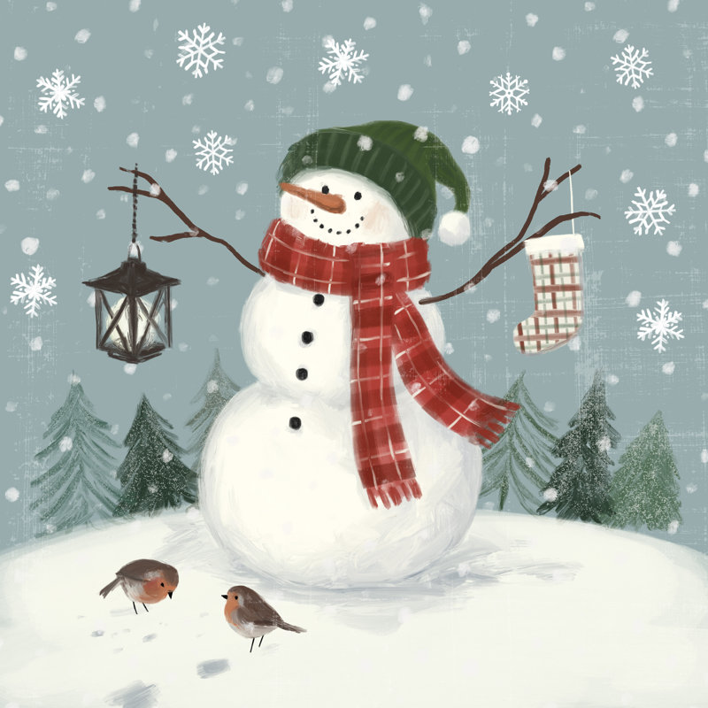 Jolly Snowman II by Victoria Barnes - Wrapped Canvas Print, 51cm H x 51cm W x 3.8cm D