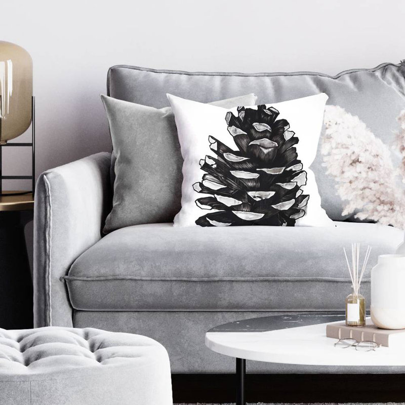Pine cone - 16"x16" Throw pillow cover - Poly twill - Print on demand, 16" H x 16" W