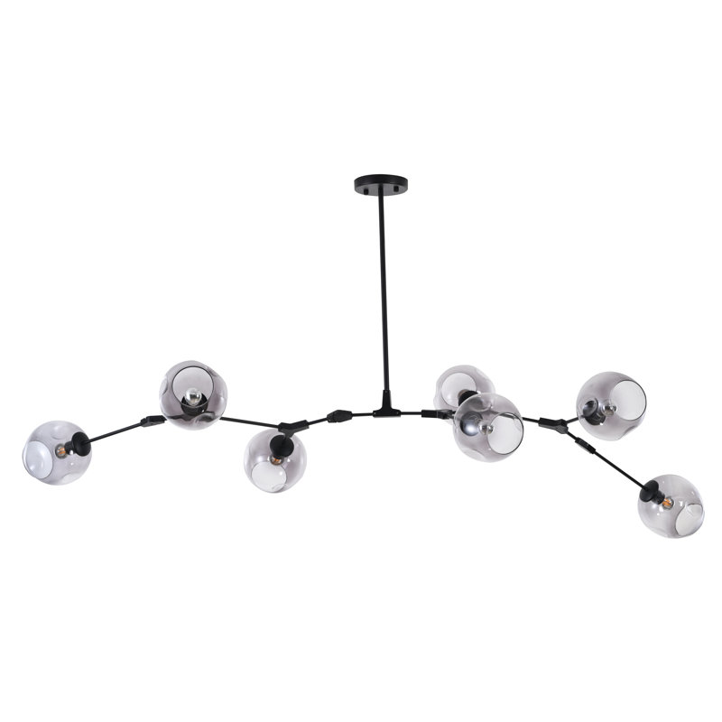 Transitional 7 Light Smoke Glass Linear Chandelier