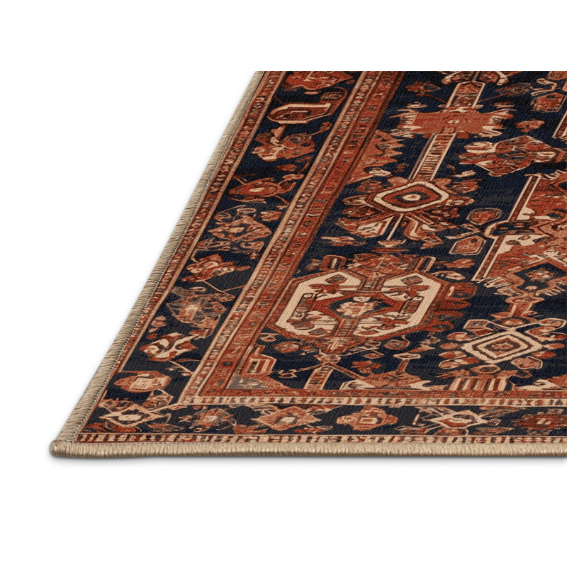 Machine Washable Persian Brown Area Rug, Round 6'