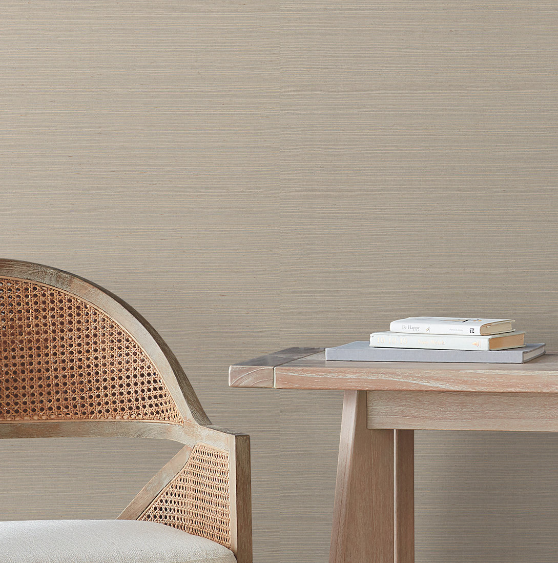 Sisal Grasscloth Self-Adhesive Wallpaper Roll, Warm Gray