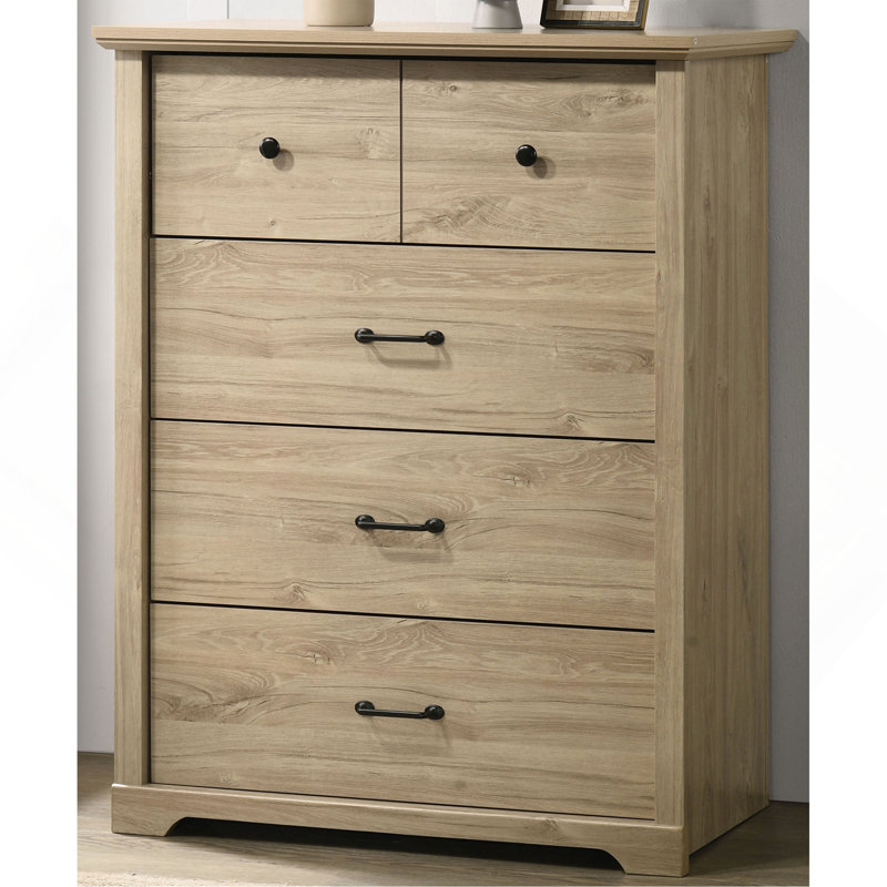Commode 4 tiroirs avec poignées, Chêne clair