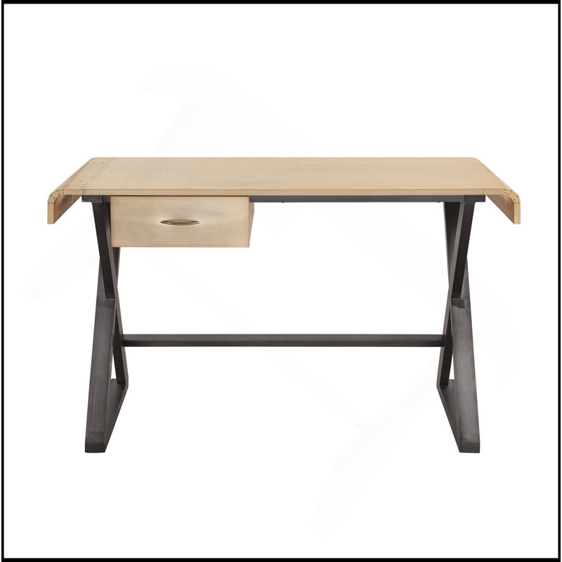 Bureau d'écriture rectangulaire en aluminium doré