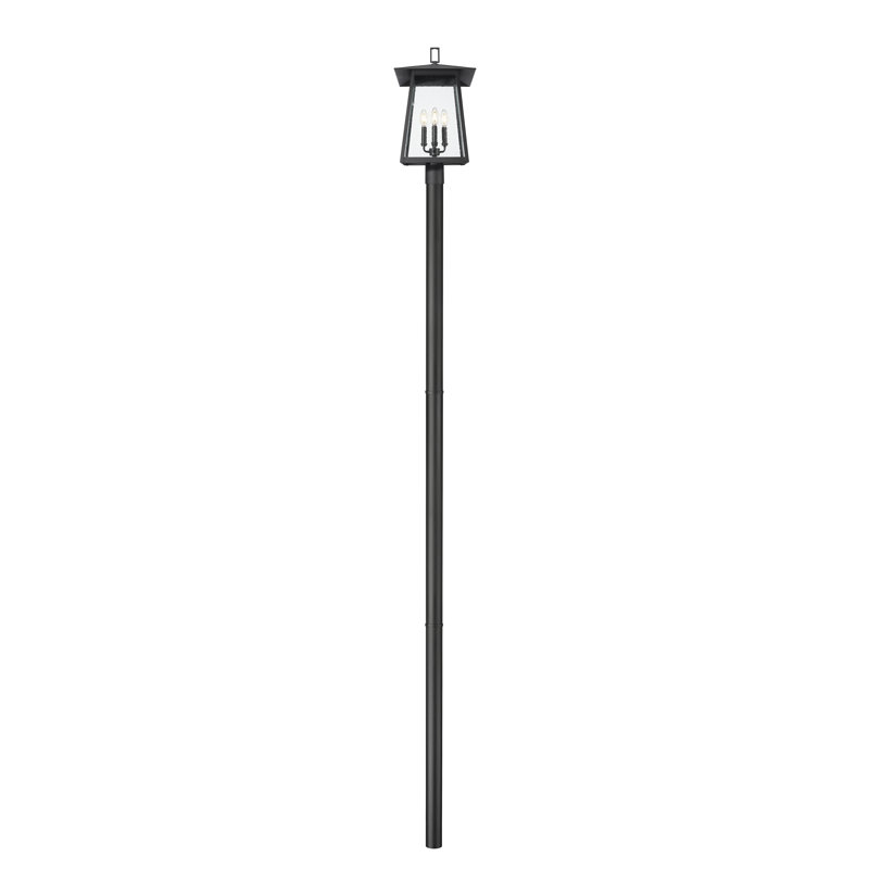 Solis Outdoor Post Mounted Fixture in Black, 142.25" H x 13.5" W x 13.5" D, 4 Lights
