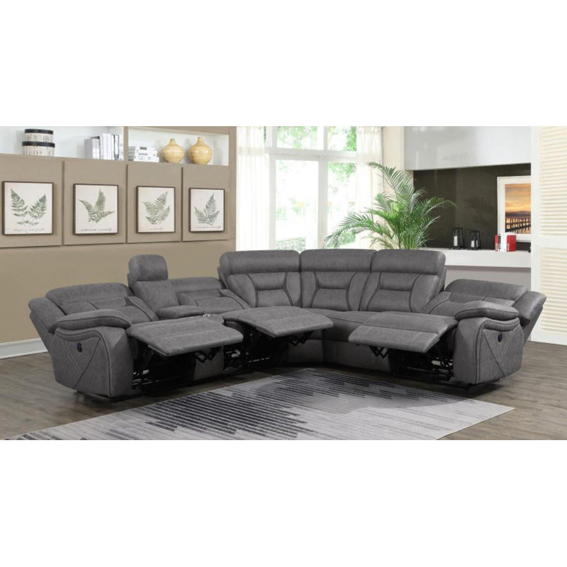 Rochon Upholstered Power Reclining Sectional Sofa Grey